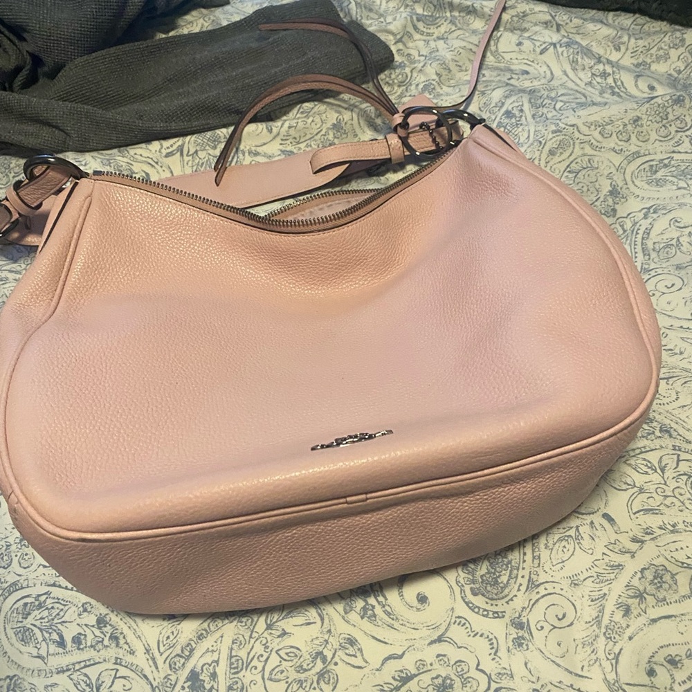 Pink leather coach shoulder bag